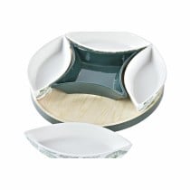 Appetizer Set DKD Home Decor Wood 22 x 22 x 1 cm Sheets Green Stoneware