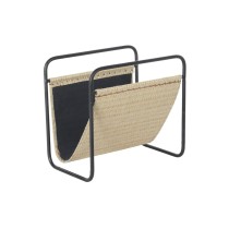 Magazine rack DKD Home Decor 39 x 26 x 36 cm Natural Black Metal