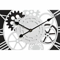 Horloge Murale DKD Home Decor Blanc Noir Fer Bois MDF Engrenage 60 x 4 x 60 cm