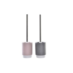 Toilet Brush DKD Home Decor Grey Pink Silver Light Pink Metal Aluminium Dolomite Urban 9,8 x 9,8 x 39 cm (2 Units)