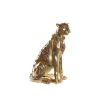 Deko-Figur DKD Home Decor Gold Leopard Harz Kolonial (25,5 x 17 x 33 cm)