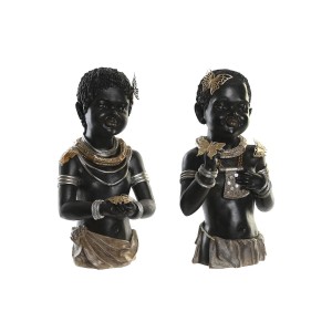 Deko-Figur DKD Home Decor 20,5 x 18 x 35 cm Schwarz Kolonial Afrikanerin (2 Stück)