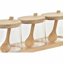 Sucrier DKD Home Decor Basique Transparent Naturel Bambou 3 Pièces 8,5 cm 29 x 10 x 10 cm