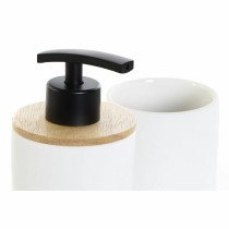 Ensemble de Bain DKD Home Decor Blanc Blanc/Noir Métal Bambou Grès Scandinave 30 x 40 cm 8 x 8 x 18 cm (2 Unités)