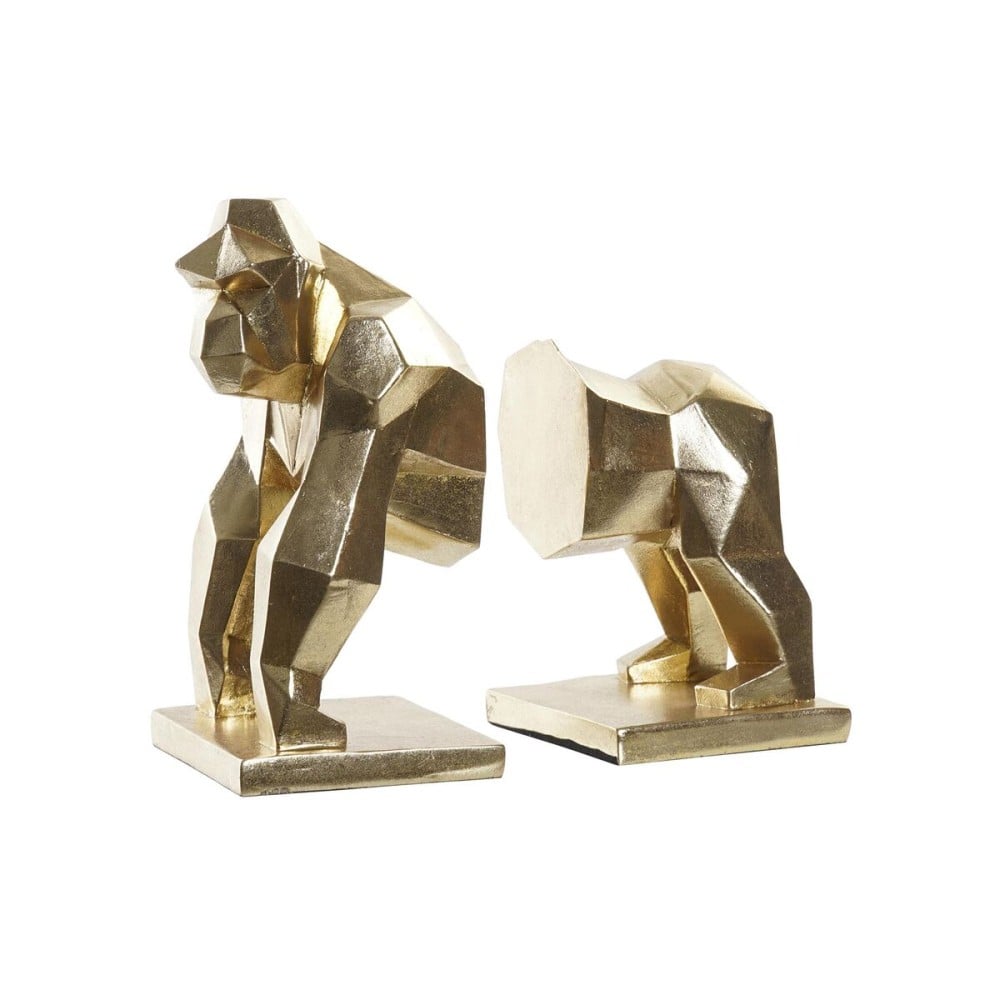 Bookend DKD Home Decor Golden Resin Colonial Gorilla 14 x 12,5 x 24 cm