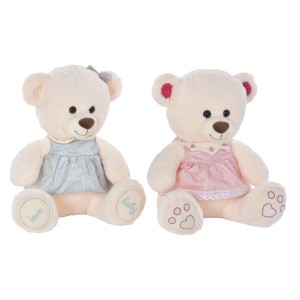 Plüschbär DKD Home Decor Beige Rosa grün Für Kinder 20 x 20 x 50 cm Bär (2 Stück)