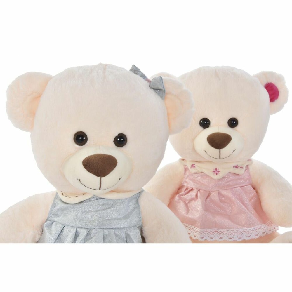 Teddy Bear DKD Home Decor Beige Pink Green Children's 20 x 20 x 50 cm Bear (2 Units)