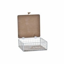 Boîte Décorative DKD Home Decor Blanc Marron Bois Métal Aluminium 16 x 16 x 6 cm