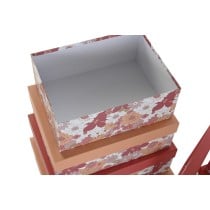 Satz stapelbarer Organizerboxen DKD Home Decor Pink Weiß Pfirsich Pappe (43,5 x 33,5 x 15,5 cm)