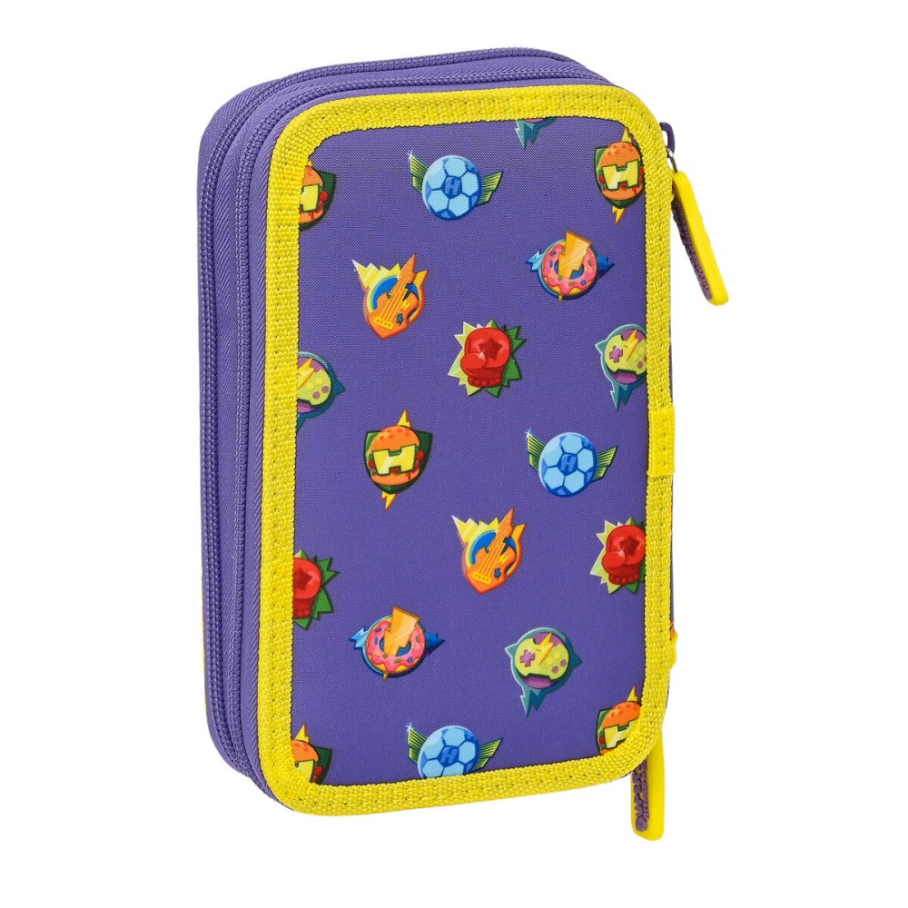 Plumier double SuperThings Guardians of Kazoom Jaune Violet (28 Pièces)