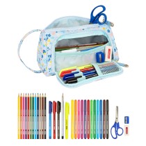 Trousse Scolaire avec Accessoires Moos Lovely Bleu (32 Pièces)