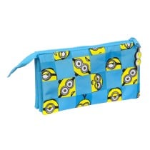 Trousse Fourre-Tout Triple Minions Minionstatic Bleu (22 x 12 x 3 cm)