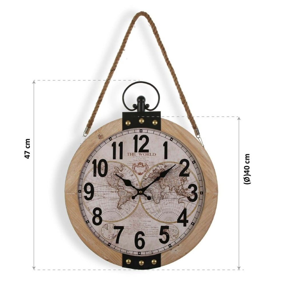 Wanduhr Versa Mapamundi 40 x 6,5 x 47 cm Holz MDF