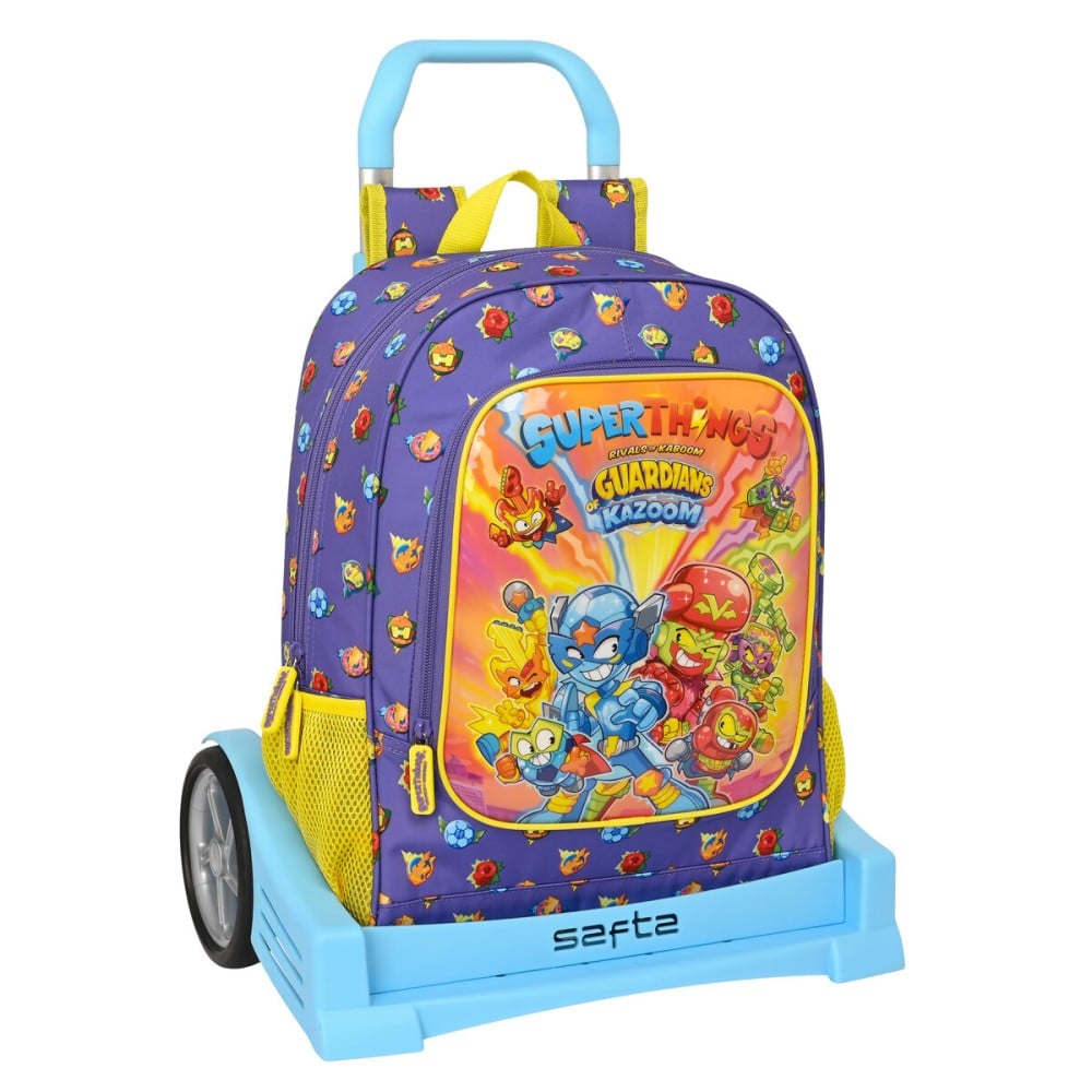 School Rucksack with Wheels SuperThings Guardians of Kazoom Purple Yellow (32 x 42 x 14 cm)