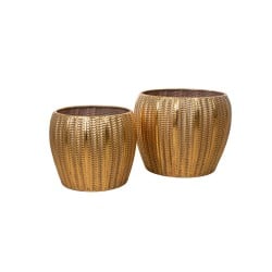 Set of Planters Romimex Golden Metal (2 Pieces)