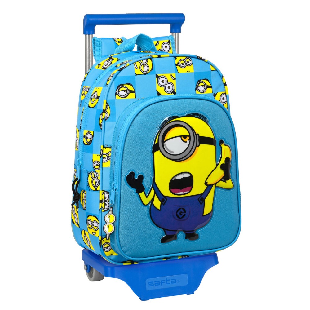 School Rucksack with Wheels Minions Minionstatic Blue (26 x 34 x 11 cm)