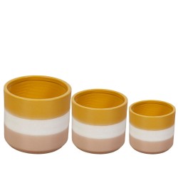 Set de pots de fleurs Romimex Jaune Beige Céramique (3 Pièces)