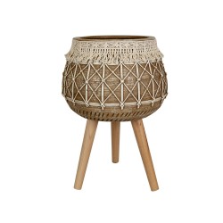 Planter Romimex Beige Resin With tassles 40 x 30 x 40 cm Legs