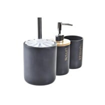 Bath Set DKD Home Decor Black Natural Bamboo Dolomite 10,2 x 10,2 x 37,5 cm (3 Pieces)