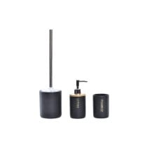 Bath Set DKD Home Decor Black Natural Bamboo Dolomite 10,2 x 10,2 x 37,5 cm (3 Pieces)