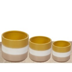 Set de pots de fleurs Romimex Jaune Beige Céramique (3 Pièces)