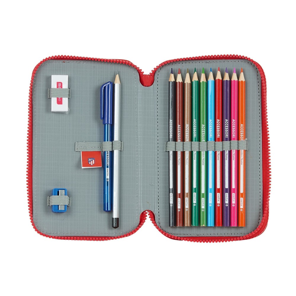 Double Pencil Case Atlético Madrid Red Navy Blue (28 Pieces)