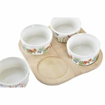 Satz für Appetithäppchen DKD Home Decor Bunt natürlich Bambus Kunststoff Steingut Tropical 19,7 x 19,7 x 1 cm (5 pcs)