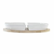 Satz für Appetithäppchen DKD Home Decor Weiß Bunt natürlich Bambus Steingut Tropical 21,5 x 21,5 x 1 cm (5 pcs)
