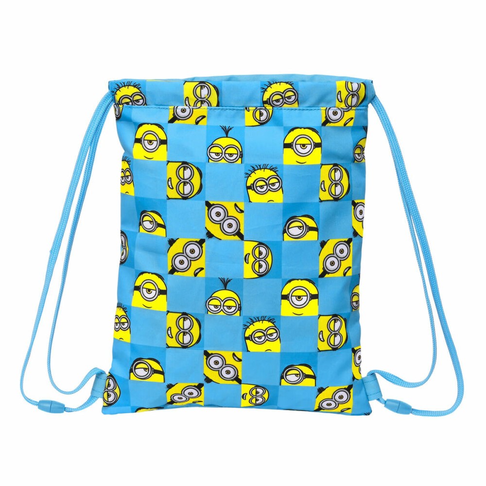 Rucksacktasche mit Bändern Minions Minionstatic Blau 26 x 34 x 1 cm