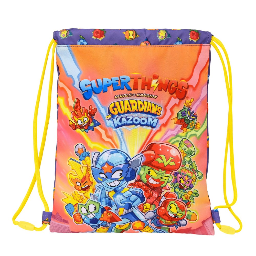 Rucksacktasche mit Bändern SuperThings Guardians of Kazoom Gelb Lila 26 x 34 x 1 cm