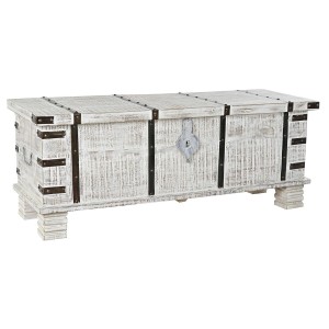 Coffre DKD Home Decor Métal Blanc Bois de manguier (116 x 40 x 45 cm)