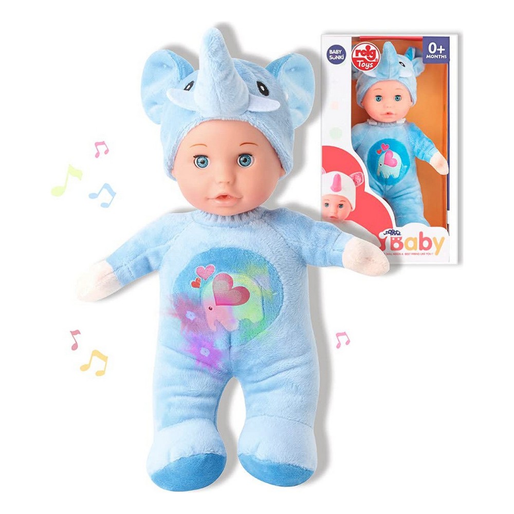 Babypuppe Reig 30 cm Elefant Plüschtier Blau (30 cm)