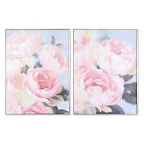 Painting DKD Home Decor 60 x 3,5 x 80 cm 60 x 3 x 80 cm Flowers Romantic (2 Units)