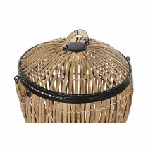 Lot de paniers DKD Home Decor Noir Naturel Métal Rotin 48 x 48 x 55 cm (2 Unités)