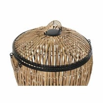 Set of Baskets DKD Home Decor Black Natural Metal Rattan 48 x 48 x 55 cm (2 Units)