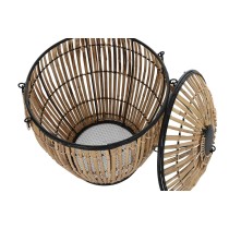 Lot de paniers DKD Home Decor Noir Naturel Métal Rotin 48 x 48 x 55 cm (2 Unités)