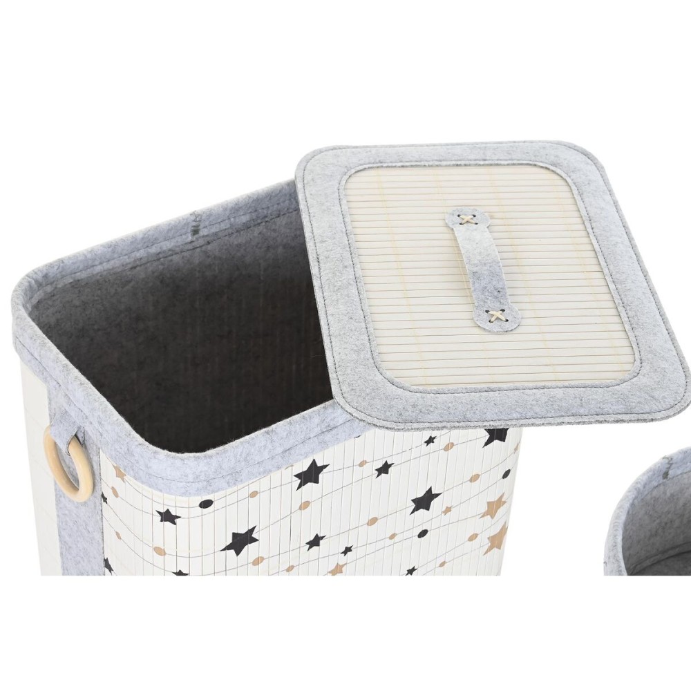 Lot de paniers DKD Home Decor Blanc Noir Gris Doré Bambou Etoiles 41 x 31 x 42 cm (4 Pièces) (2 Unités)