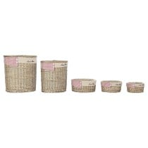 Set of Baskets DKD Home Decor Red Beige Natural wicker Cottage 51 x 37 x 56 cm (5 Pieces) (5 Units)