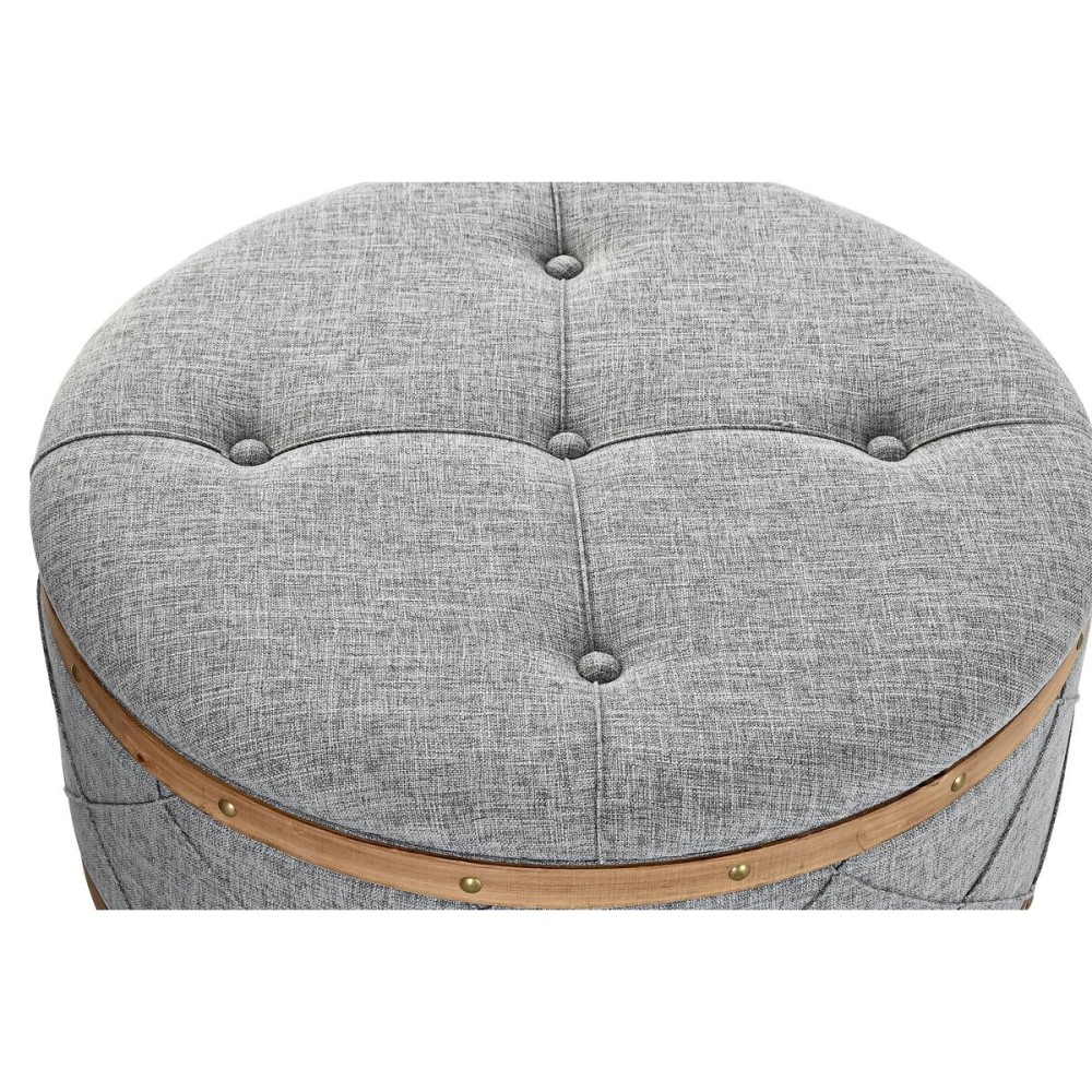 Banquette DKD Home Decor   Naturel Bois Polyester Gris clair (80 x 80 x 43 cm)