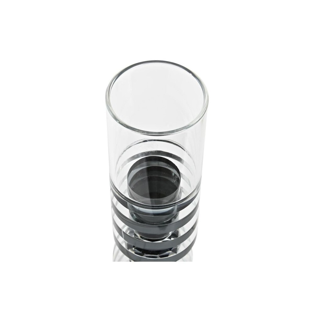 Candleholder DKD Home Decor 6 x 6 x 28 cm Crystal Black Transparent