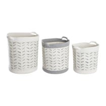 Korb-Set DKD Home Decor Grau Baumwolle (3 Stücke) (35 x 35 x 40 cm)