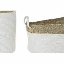 Set de basket DKD Home Decor Blanc Coton Fibre naturelle (41 x 41 x 52,5 cm) (7 Pièces)