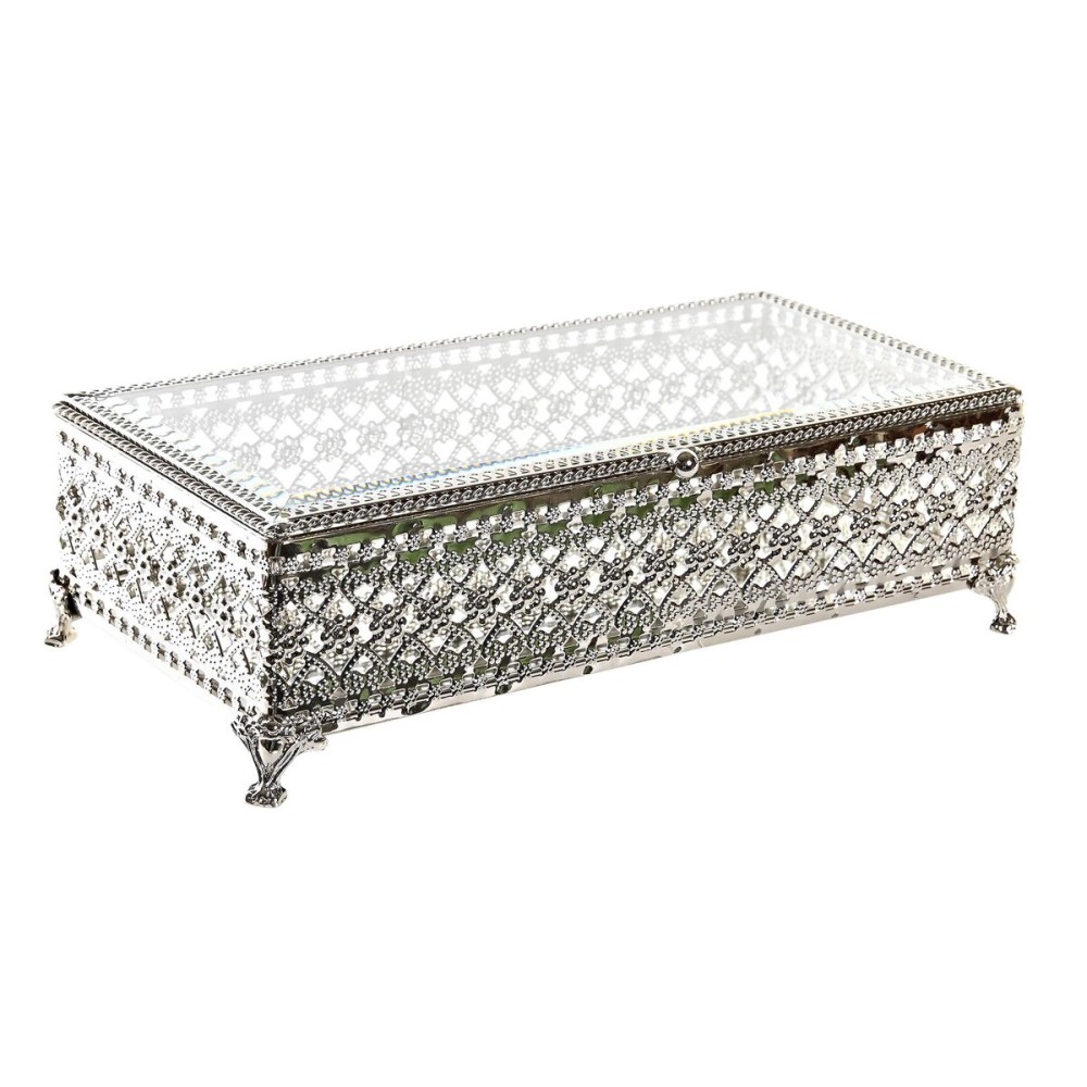 Jewelry box DKD Home Decor Crystal Silver Metal (25,5 x 12,5 x 7,5 cm)