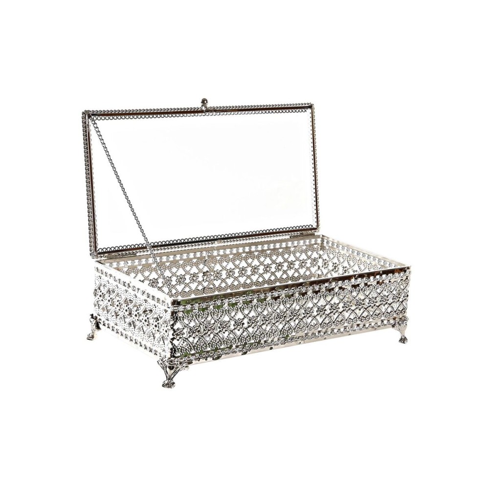 Jewelry box DKD Home Decor Crystal Silver Metal (25,5 x 12,5 x 7,5 cm)