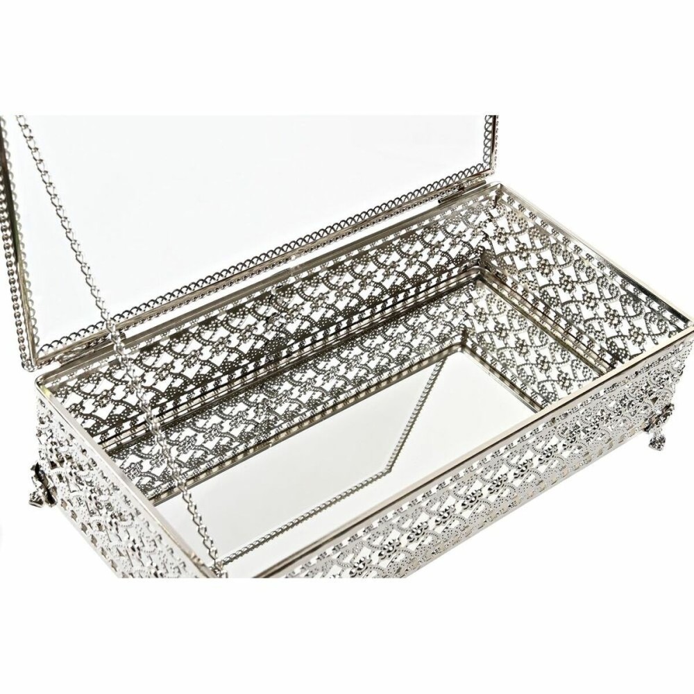 Jewelry box DKD Home Decor Crystal Silver Metal (25,5 x 12,5 x 7,5 cm)