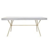 Table de Salle à Manger DKD Home Decor Gris Doré Blanc Laiton Bois de manguier (180 x 90 x 76 cm)