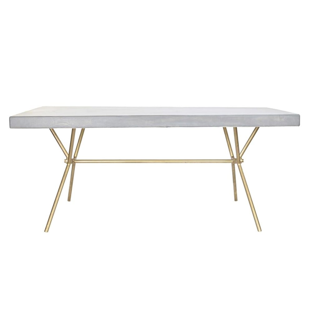 Table de Salle à Manger DKD Home Decor Gris Doré Blanc Laiton Bois de manguier (180 x 90 x 76 cm)