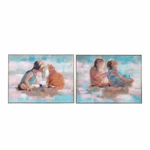 Canvas DKD Home Decor 80 x 3,5 x 60 cm Kids Shabby Chic (2 Units)