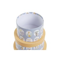 Set of Stackable Organising Boxes DKD Home Decor animals Circular Blue Cardboard (37,5 x 37,5 x 18 cm)