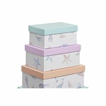 Jeu de Caisses de Rangement Empilables DKD Home Decor Marin Carton (43,5 x 33,5 x 15,5 cm)